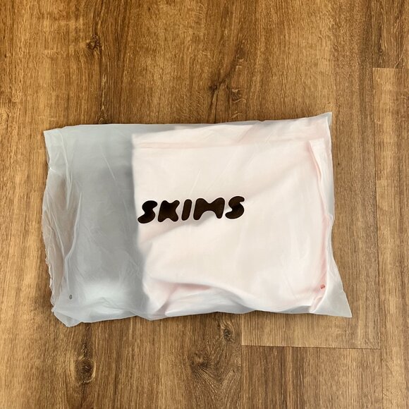 NEW Cotton Jersey Straight Leg Wide Leg Pants Light Pink Sz S - Picture 9 of 10